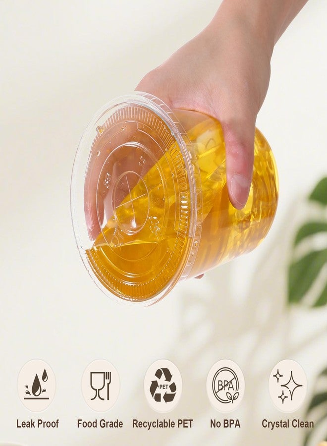 tchrules 50 Set 16oz Clear Plastic Cups with Lids & Straws, Disposable Iced Coffee Cup with Lid, Round Bottom To Go Cups for Cold Drinks Slushie Smoothie Lemonade Soda Bar Party Cafe Shop Supplies - Image 5